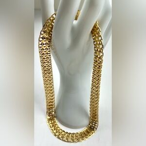 Vintage Signed Monet Gold Tone Collar/Chocker Mesh Necklace